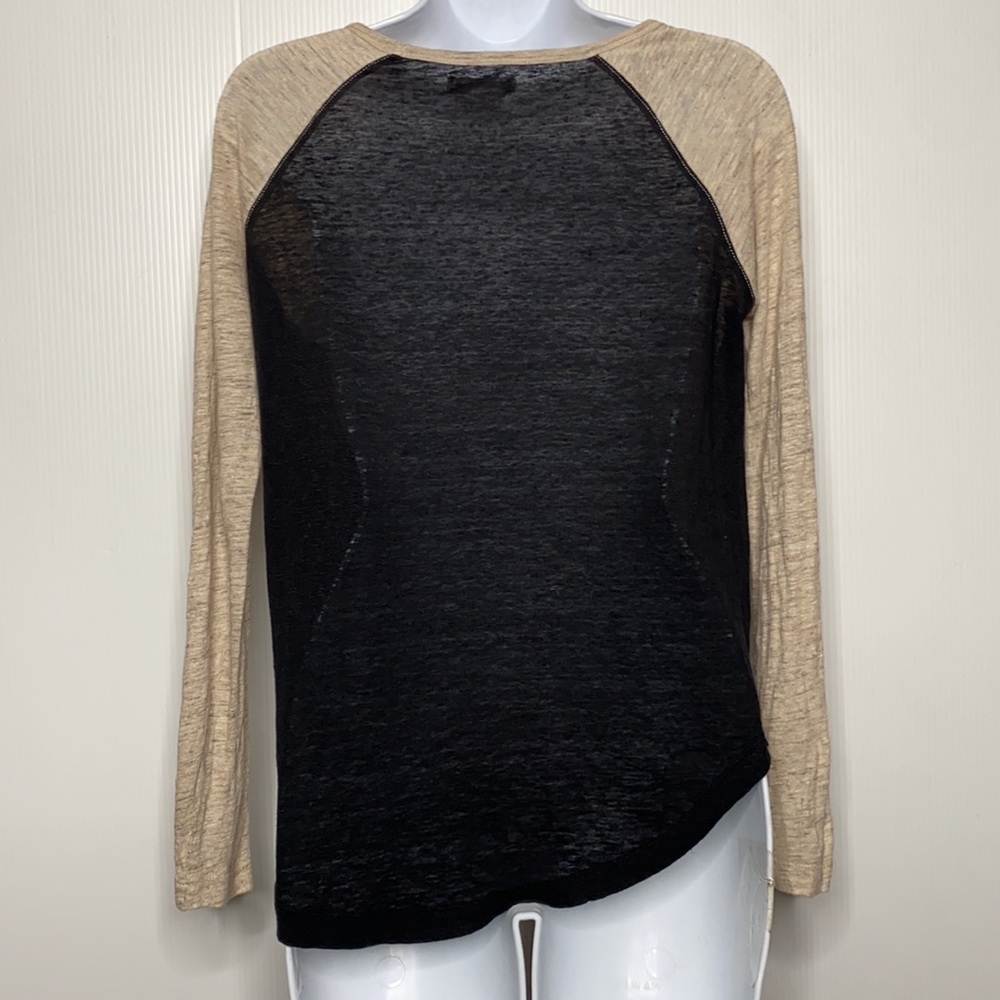 Madewell Color Block Linen Long Sleeved Tee XS - Picture 3 of 5